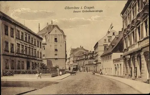 Ak Olbernhau im Erzgebirge, Innere Grünthalerstraße