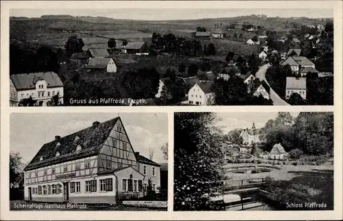 Ak Pfaffroda Olbernhau im Erzgebirge Sachsen, Blick auf den Ort, Gasthaus, Schloss