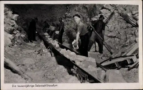 Ak Staßfurt im Salzlandkreis, Bergarbeiter im Salz Bergwerk, Mechanische Schüttelförderung