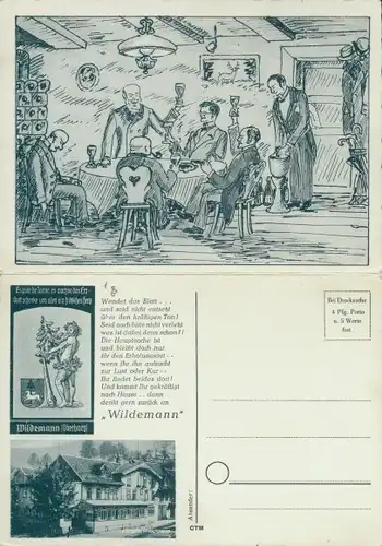 Klapp Künstler Ak Wildemann Clausthal Zellerfeld im Oberharz, Die Sage vom Wilden Mann, Gasthaus