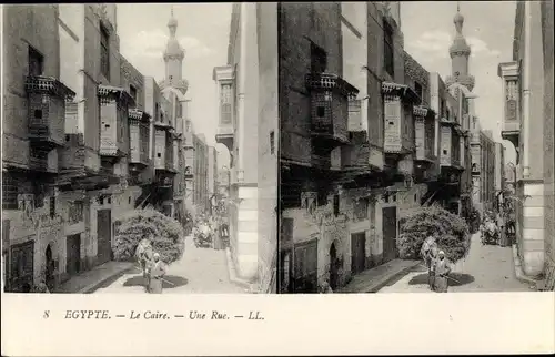 Stereo Ak Cairo Kairo Ägypten, Une Rue