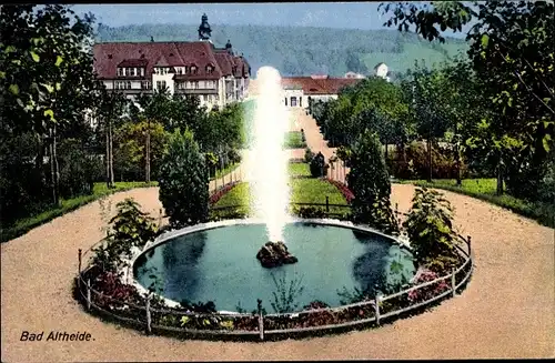 Ak Polanica Zdrój Bad Altheide Schlesien, Platz mit Brunnen