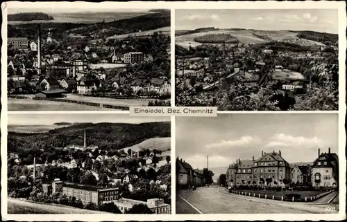 Ak Einsiedel Chemnitz in Sachsen, Gesamtansicht, Straßenansicht 