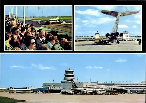 Ak Lohausen Düsseldorf am Rhein, Flughafen, Passagierflugzeuge