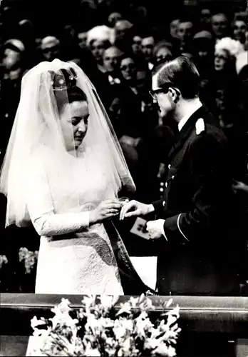 Ak Prinzessin Margriet von Niederlanden und ihr Gemahl Pieter, Trauung, Kirche, Eheringe, 1967