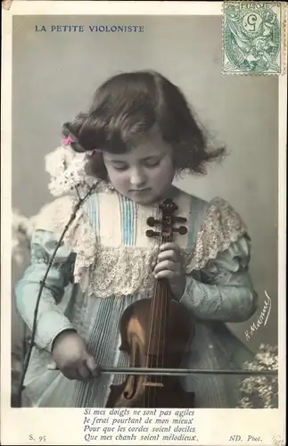 Ak La Petite Violiniste, Mädchen mit Geige