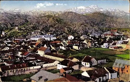 Ak Cetinje Montenegro, Panoramablick auf die Stadt