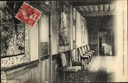 Ak Mézangers Mayenne, Galerie des Tapisseries, Chateau du Rocher