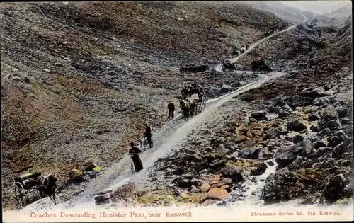 Ak Keswick Cumbria England, Coaches Descending Honister Pass