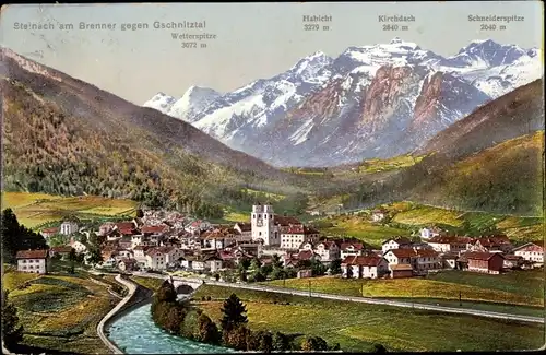 Ak Steinach am Brenner in Tirol, Panorama, Gschnitztal, Wetterspitze, Habicht, Kirchdach