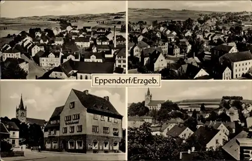 Ak Eppendorf im Kreis Mittelsachsen, Gesamtansicht der Ortschaft, Betriebsamt, Kirche