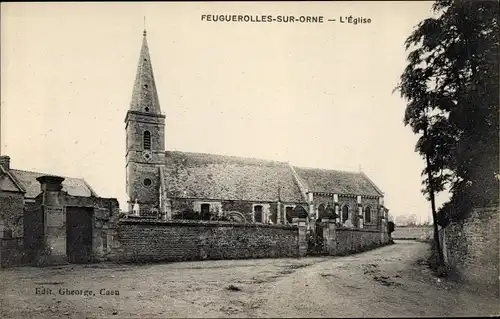 Ak Feuguerolles sur Orne Calvados, L'Eglise