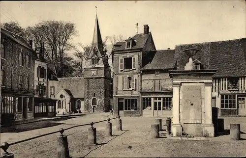 Ak Fervaques Calvados, La Place et l'Eglise