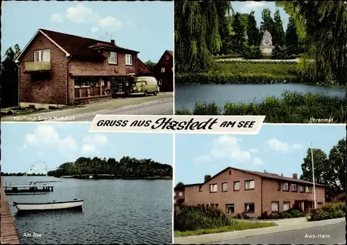 Ak Itzstedt in Holstein, Am See, AWO Heim, Ehrenmal, Haufhaus Erwin Hamdorf