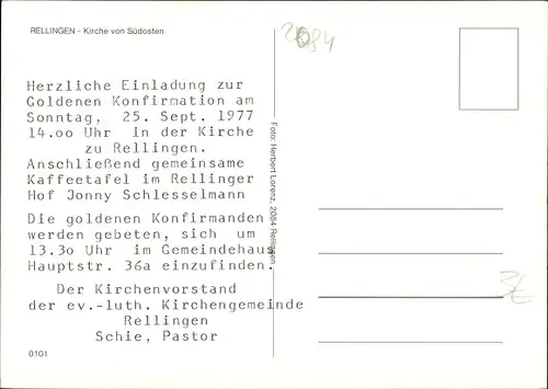 Ak Rellingen in Holstein, Kirche von Südosten