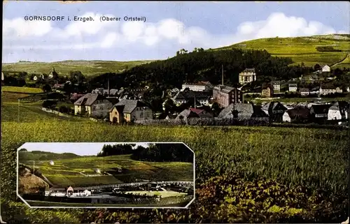 Ak Gornsdorf Erzgebirge, Oberer Ortsteil, Freibad