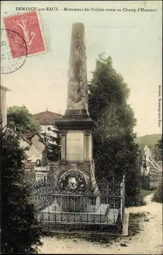 Ak Demange aux Eaux Meuse, Monument des Soldats morts au Champ d'Honneur