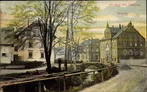 Ak Gersdorf Hohenstein Ernstthal in Sachsen, Rathaus, Postamt