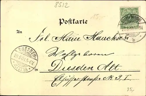 Litho Großröhrsdorf in Sachsen, Postamt, Turnhalle, Panorama
