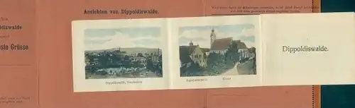 Klapp Leporello Ak Dippoldiswalde im Erzgebirge, Panorama, Kirche