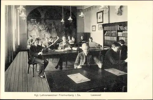 Ak Frankenberg an der Zschopau, Kgl. Lehrerseminar, Lesesaal, Innenansicht