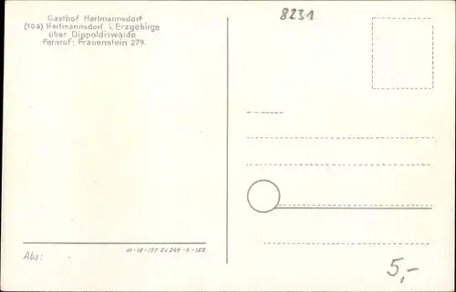 Ak Hartmannsdorf Reichenau im Erzgebirge, Partie am Gasthof Hartmannsdorf