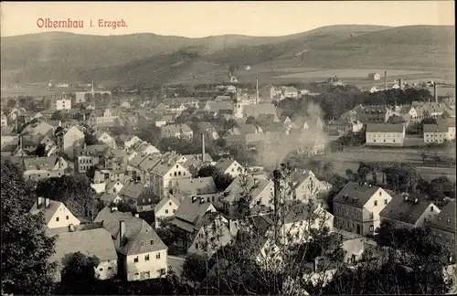 Ak Olbernhau im Erzgebirge, Totalansicht der Ortschaft