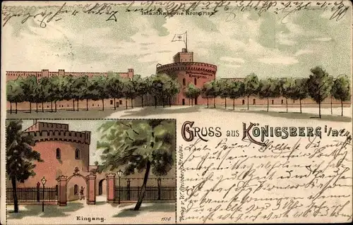 Litho Kaliningrad Königsberg Ostpreußen, Infanteriekaserne Kronprinz, Eingang