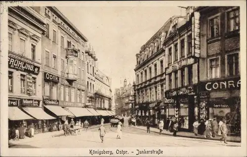 Ak Kaliningrad Königsberg Ostpreußen, Junkerstraße, Geschäfte, Frühling GmbH