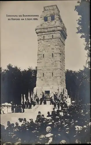 Ak Herford in Nordrhein Westfalen, Einweihung des Bismarckturms 1906