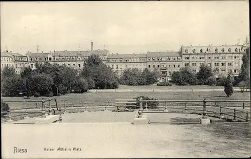 Ak Riesa an der Elbe Sachsen, Kaiser Wilhelm Platz