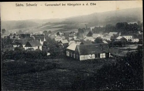 Ak Cunnersdorf Gohrisch in Sachsen, Blick auf den Ort