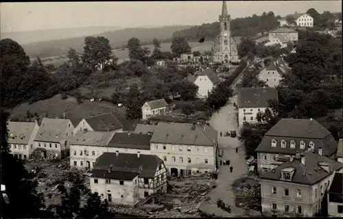 Foto Ak Bad Gottleuba Berggießhübel in Sachsen, Hochwasser 1927, Blick auf den Ort