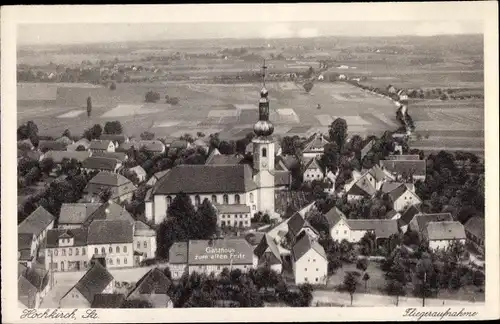 Ak Hochkirch in der Oberlausitz, Fliegeraufnahme, Kirche, Gasthaus zum alten Fritz