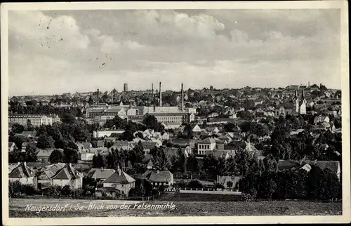 Ak Ebersbach Neugersdorf in Sachsen, Blick von der Felsenmühle auf den Ort