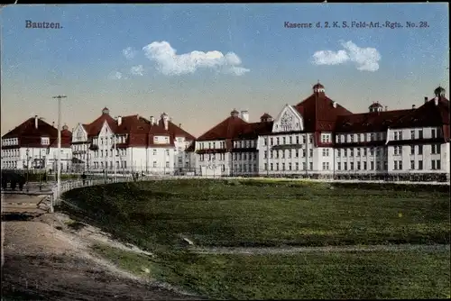 Ak Bautzen Sachsen, Blick auf die Kaserne d. 2. K. S. Feld Art. Rgts. No. 28