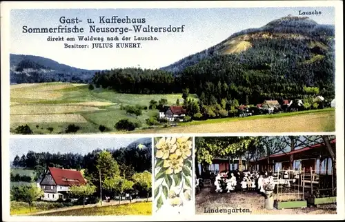 Ak Waltersdorf Großschönau Oberlausitz, Gast und Kaffeehaus Neusorge, Lausche, Lindengarten