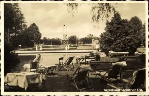 Ak Dresden Langebrück, Partie im Germaniabad