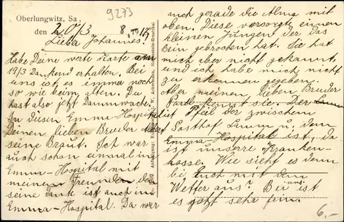 Ak Oberlungwitz in Sachsen, Gasthof zum Lamm, Hospital, Rathaus, Postamt, Apotheke