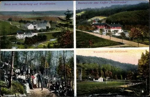 Ak Kuhschnappel St. Egidien in Sachsen, Restaurant Waldfrieden, Terrassen im Wald, Spielplatz