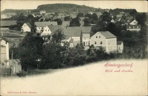 Ak Hintergersdorf Tharandt im Erzgebirge, Blick über den Ort nach Hartha