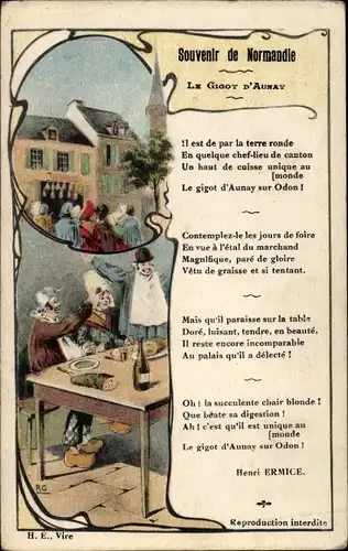 Gedicht Ak Henri Ermice, Souvenir de Normandie, Le Gigot d'Aunay