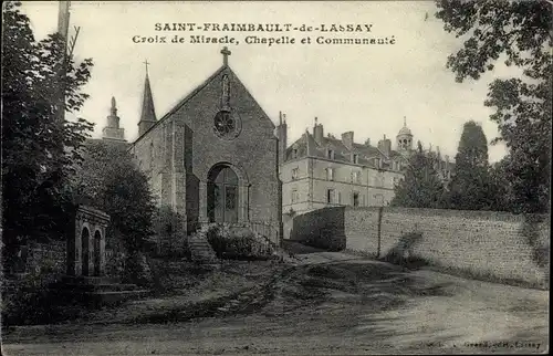 Ak Saint Fraimbault de Lassay Mayenne, Croix de Miracle, Chapelle et Communaute