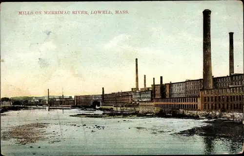 Ak Lowell Massachusetts, Mills on Merrimac River