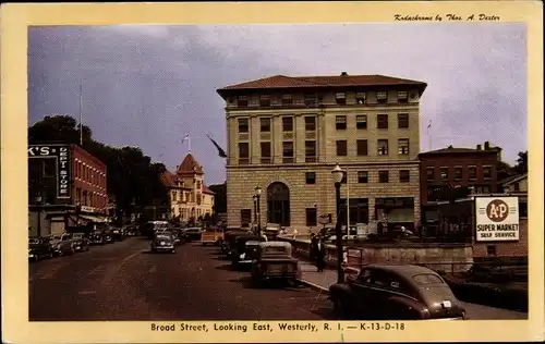 Ak Westerly Rhode Island USA, Broad Street, Autos, A&P Super Market Self Service