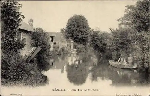 Ak Mézidon Calvados, Une Vue de la Dives, Rudern