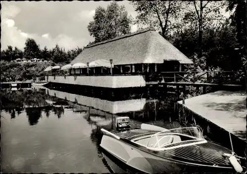 Ak Güster in Lauenburg, Camping Gelände am Prüss See, Wasserlokal, Anlegeplätze