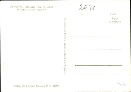 Ak Hoisdorf in Schleswig Holstein, Fliegeraufnahme, Altersheim Lichtensee