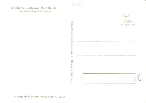 Ak Hoisdorf Schleswig Holstein, Fliegeraufnahme, Altersheim Lichtensee, Propstei Hilfswerk Stormarn