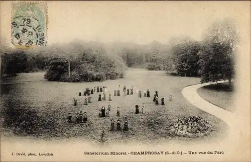 Ak Champrosay Essonne, Sanatorium Minoret, Une vue du Parc